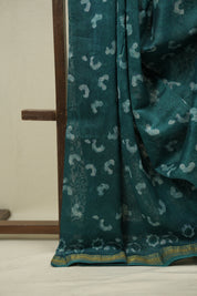 Rama Green HBP Cotton Silk Saree With Maheshwari Border - SRRGCSS1701