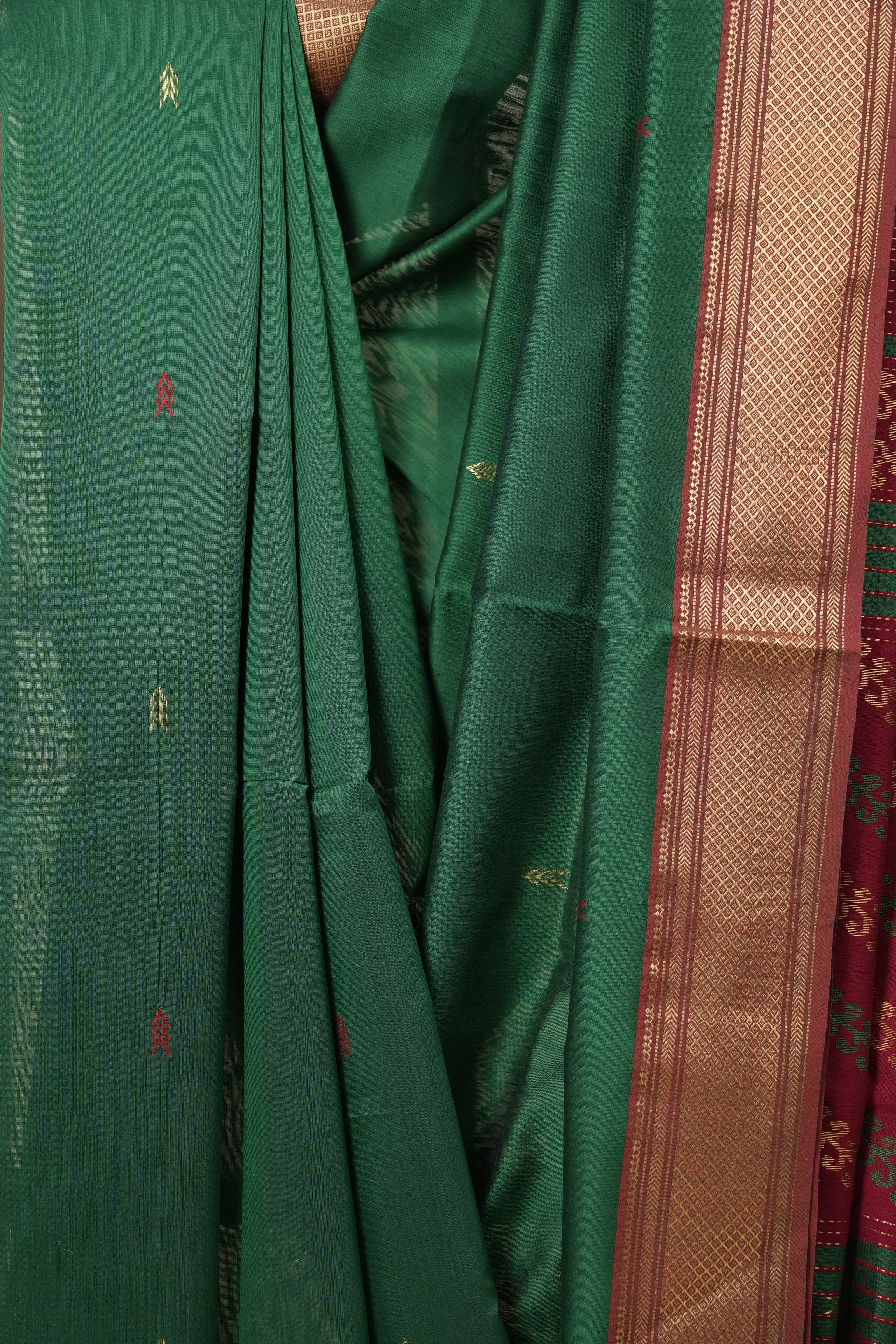 Green Silk Maheshwari Saree -SRGSMS196