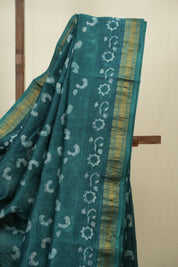 Rama Green HBP Cotton Silk Saree With Maheshwari Border - SRRGCSS1701