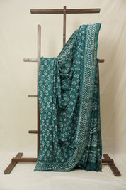 Green HBP Cotton Silk Saree With Chanderi Border - SRGCSS1554