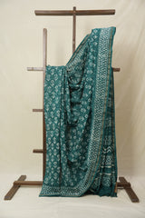 Green HBP Cotton Silk Saree With Chanderi Border - SRGCSS1554
