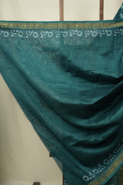 Rama Green HBP Cotton Silk Saree With Maheshwari Border - SRRGCSS1701