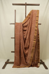 Brown HBP Cotton Silk Saree With Maheshwari Border - SRBCSS1698