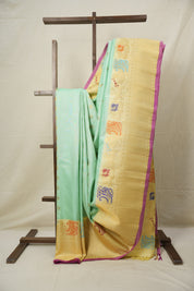 Aqua Blue Gadwal Silk Saree - SRABGSS590