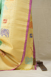 Aqua Blue Gadwal Silk Saree - SRABGSS590