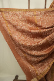 Brown HBP Cotton Silk Saree With Maheshwari Border - SRBCSS1698