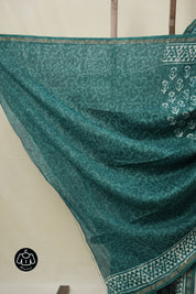 Green HBP Cotton Silk Saree With Chanderi Border - SRGCSS1554