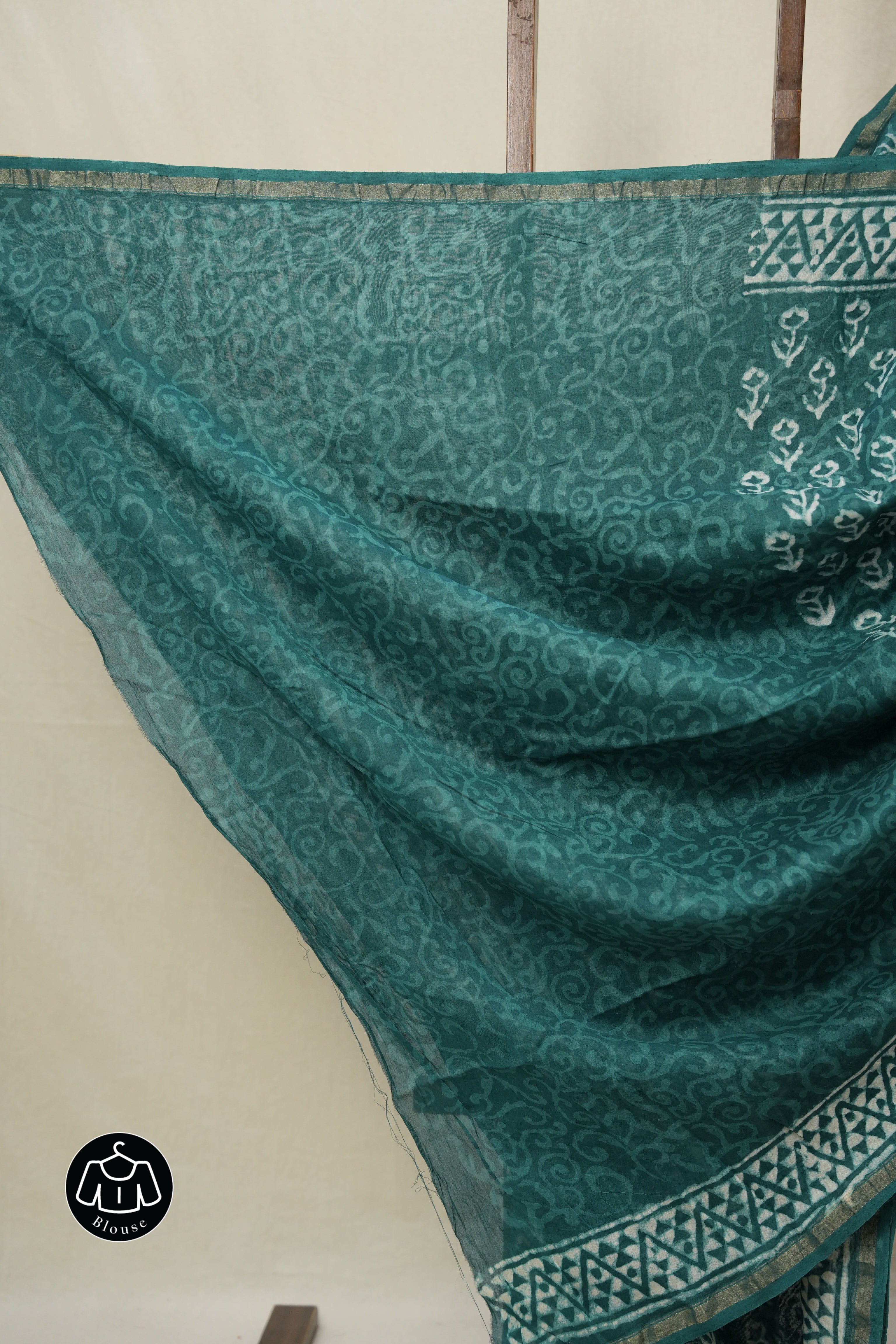 Green HBP Cotton Silk Saree With Chanderi Border - SRGCSS1554