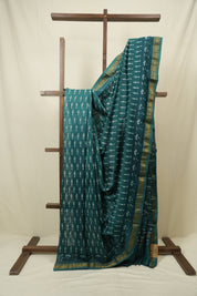Green HBP Cotton Silk Saree With Maheshwari Border - SRGCSS1697