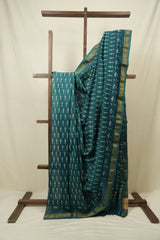 Green HBP Cotton Silk Saree With Maheshwari Border - SRGCSS1697