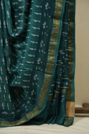 Green HBP Cotton Silk Saree With Maheshwari Border - SRGCSS1697