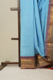 Sky Blue Gadwal Cotton Silk Saree - SRSBGCSS40