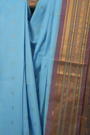 Sky Blue Gadwal Cotton Silk Saree - SRSBGCSS40