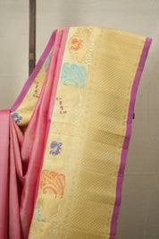 Pastel Red Gadwal Silk Saree - SRPRGSS591