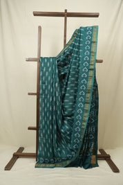 Rama Green HBP Cotton Silk Saree With Maheshwari Border - SRRGCSS1699
