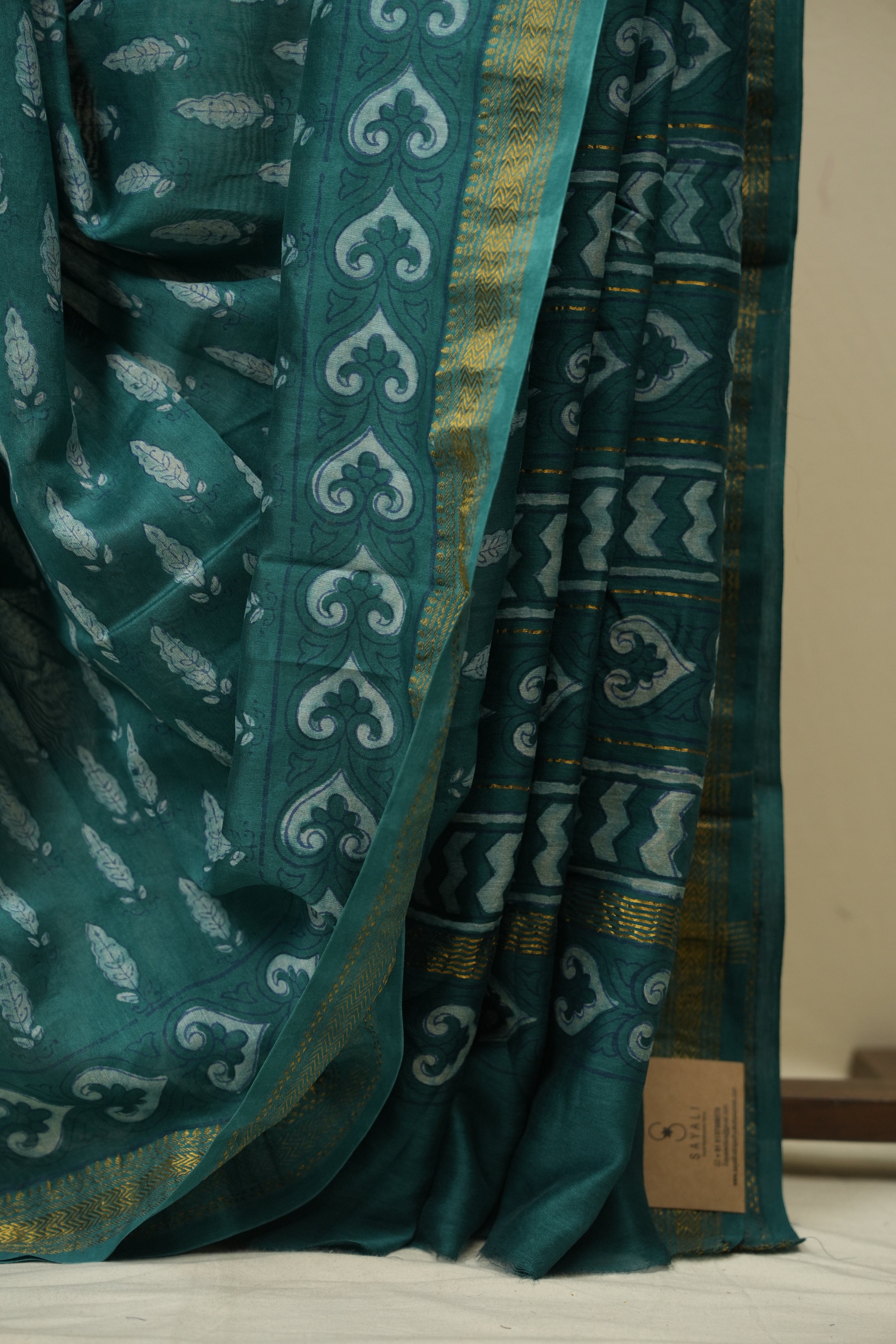 Rama Green HBP Cotton Silk Saree With Maheshwari Border - SRRGCSS1699