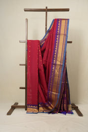 Red Gadwal Cotton Silk Saree - SRRGCSS195