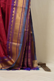 Red Gadwal Cotton Silk Saree - SRRGCSS195