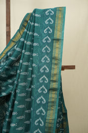Rama Green HBP Cotton Silk Saree With Maheshwari Border - SRRGCSS1699