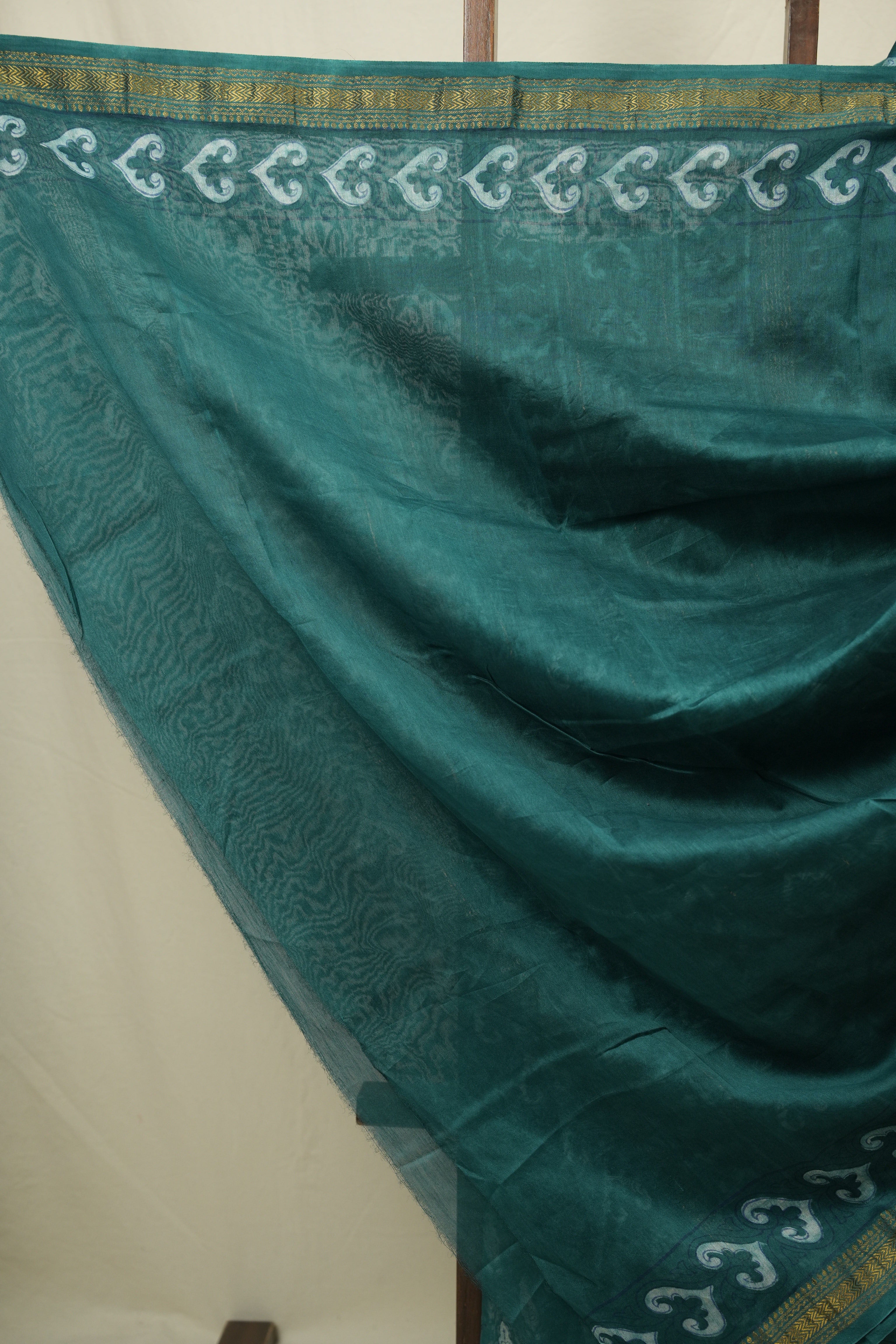 Rama Green HBP Cotton Silk Saree With Maheshwari Border - SRRGCSS1699