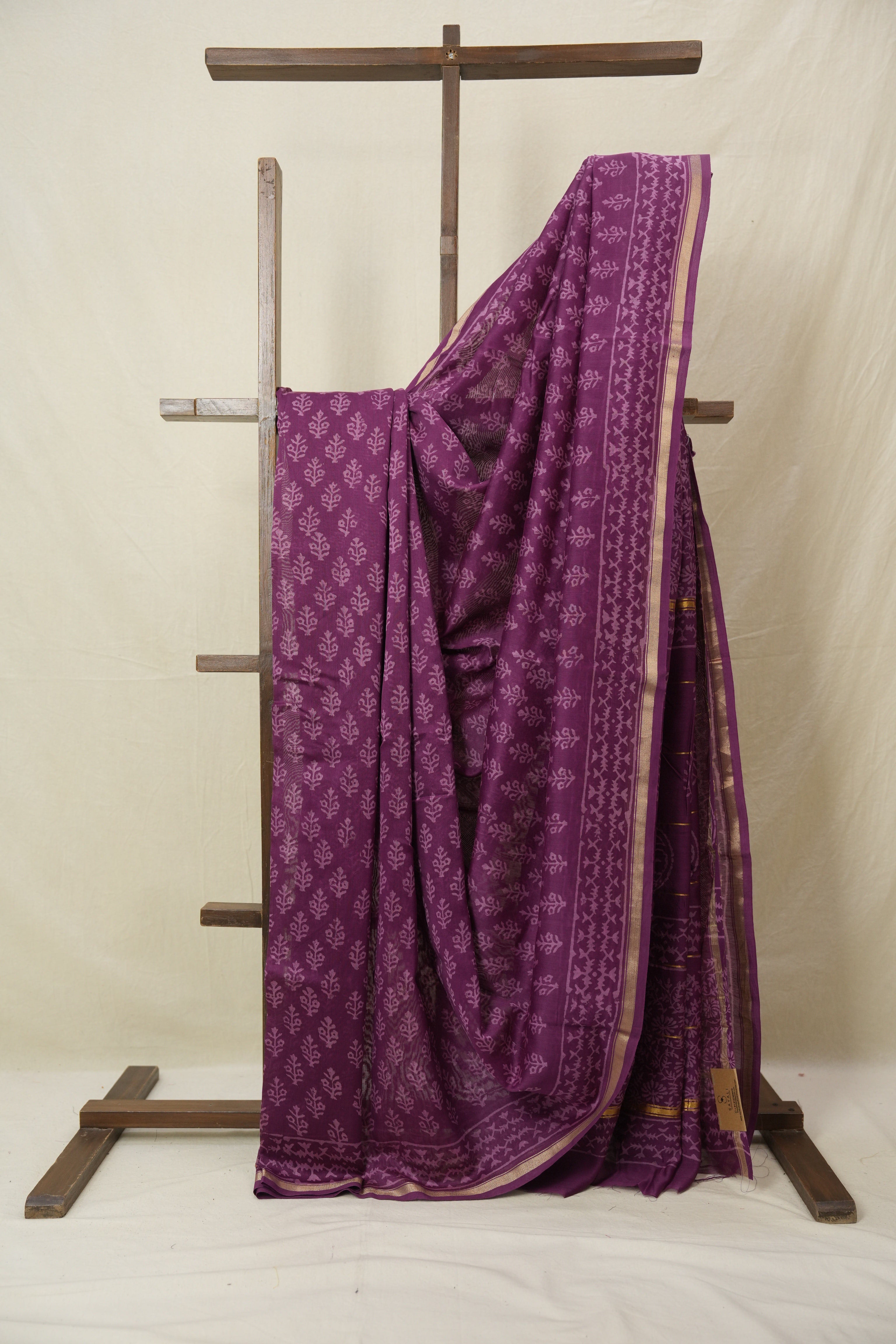 Purple HBP Cotton Silk Saree With Chanderi Border - SRPCSS1538