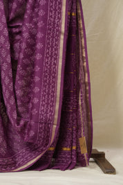 Purple HBP Cotton Silk Saree With Chanderi Border - SRPCSS1538