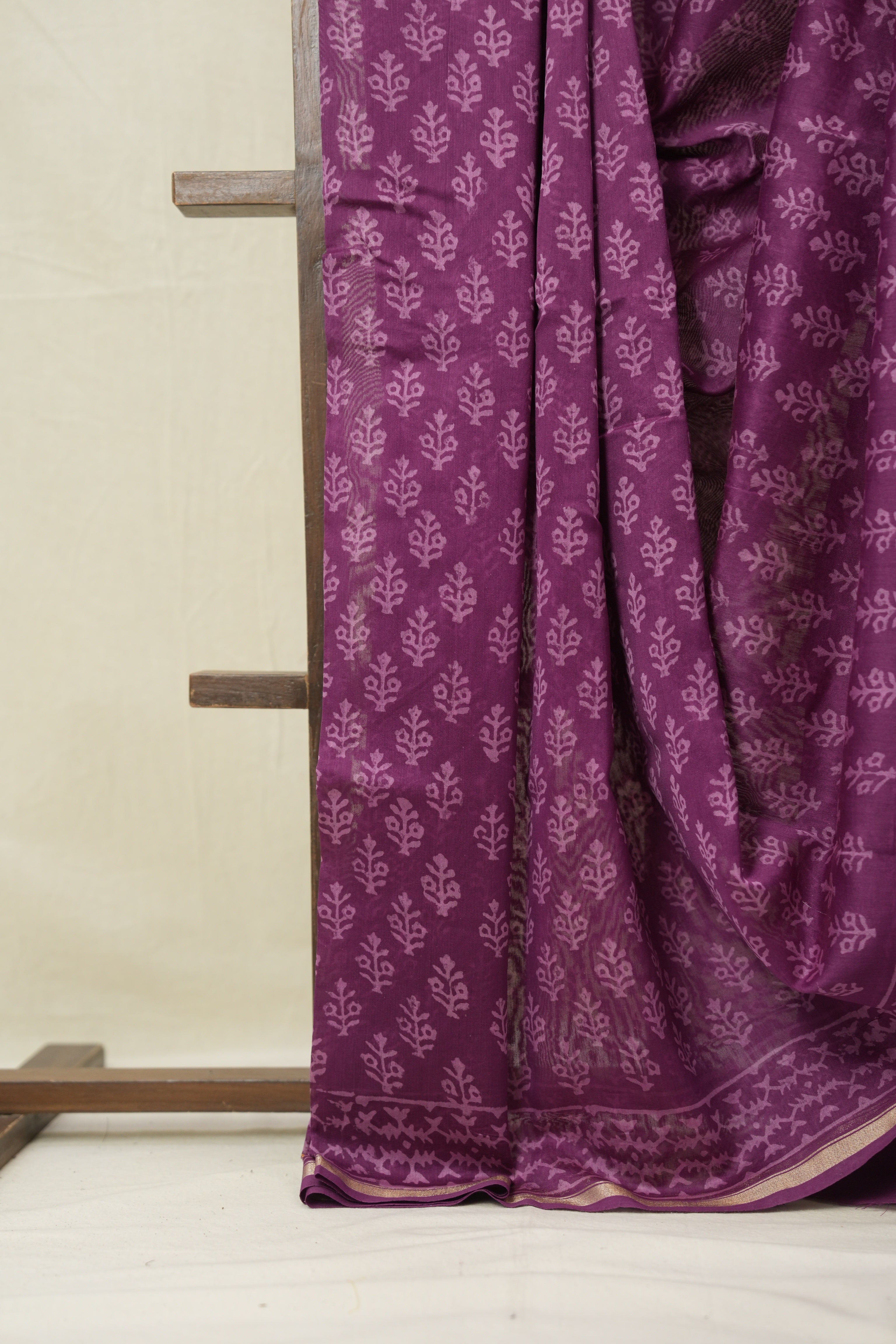 Purple HBP Cotton Silk Saree With Chanderi Border - SRPCSS1538
