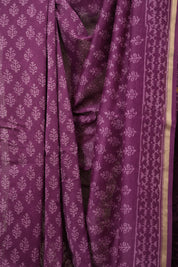 Purple HBP Cotton Silk Saree With Chanderi Border - SRPCSS1538