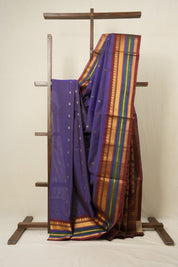 Dark Blue Gadwal Cotton Silk Saree - SRDBGCSS151