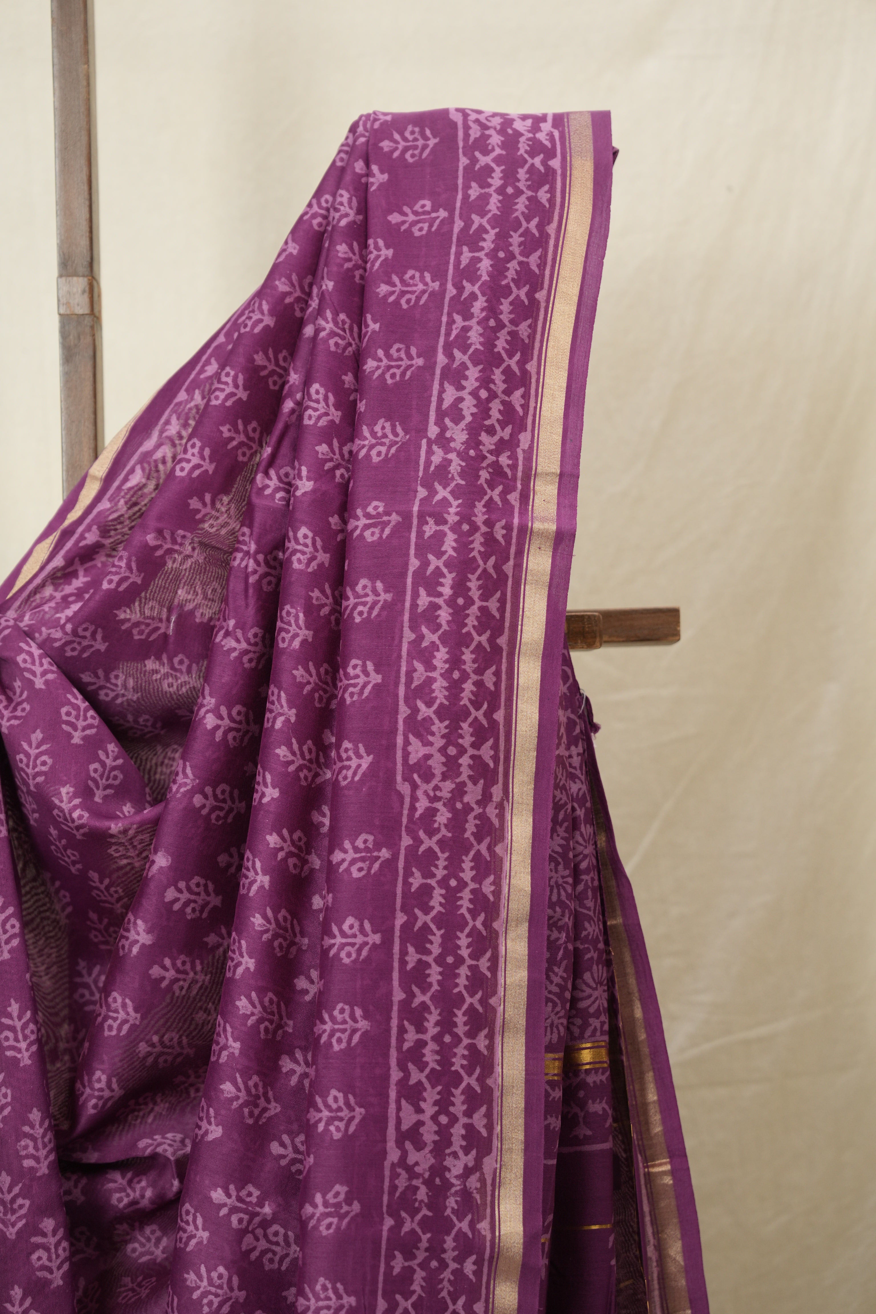 Purple HBP Cotton Silk Saree With Chanderi Border - SRPCSS1538