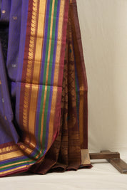 Dark Blue Gadwal Cotton Silk Saree - SRDBGCSS151