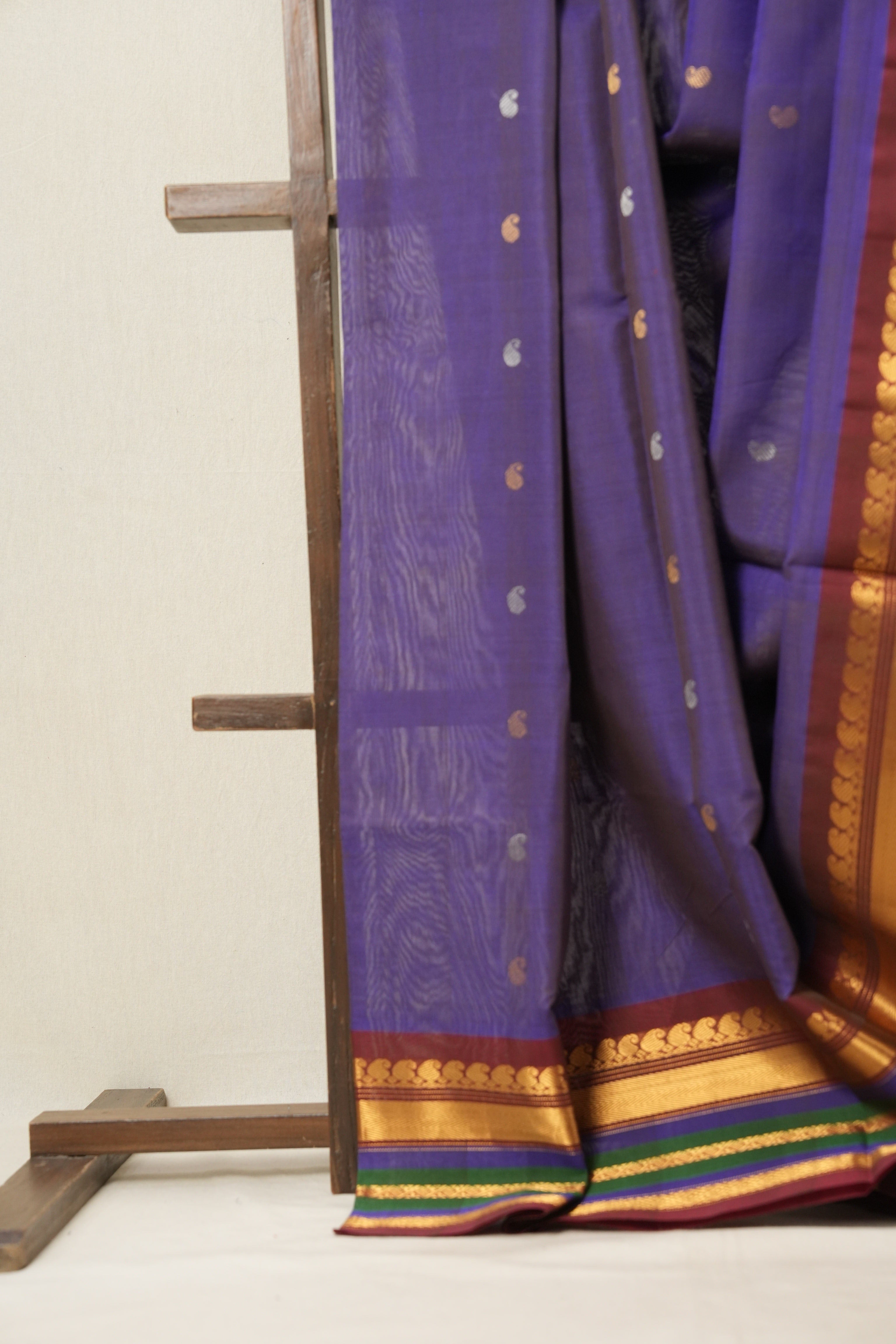 Dark Blue Gadwal Cotton Silk Saree - SRDBGCSS151