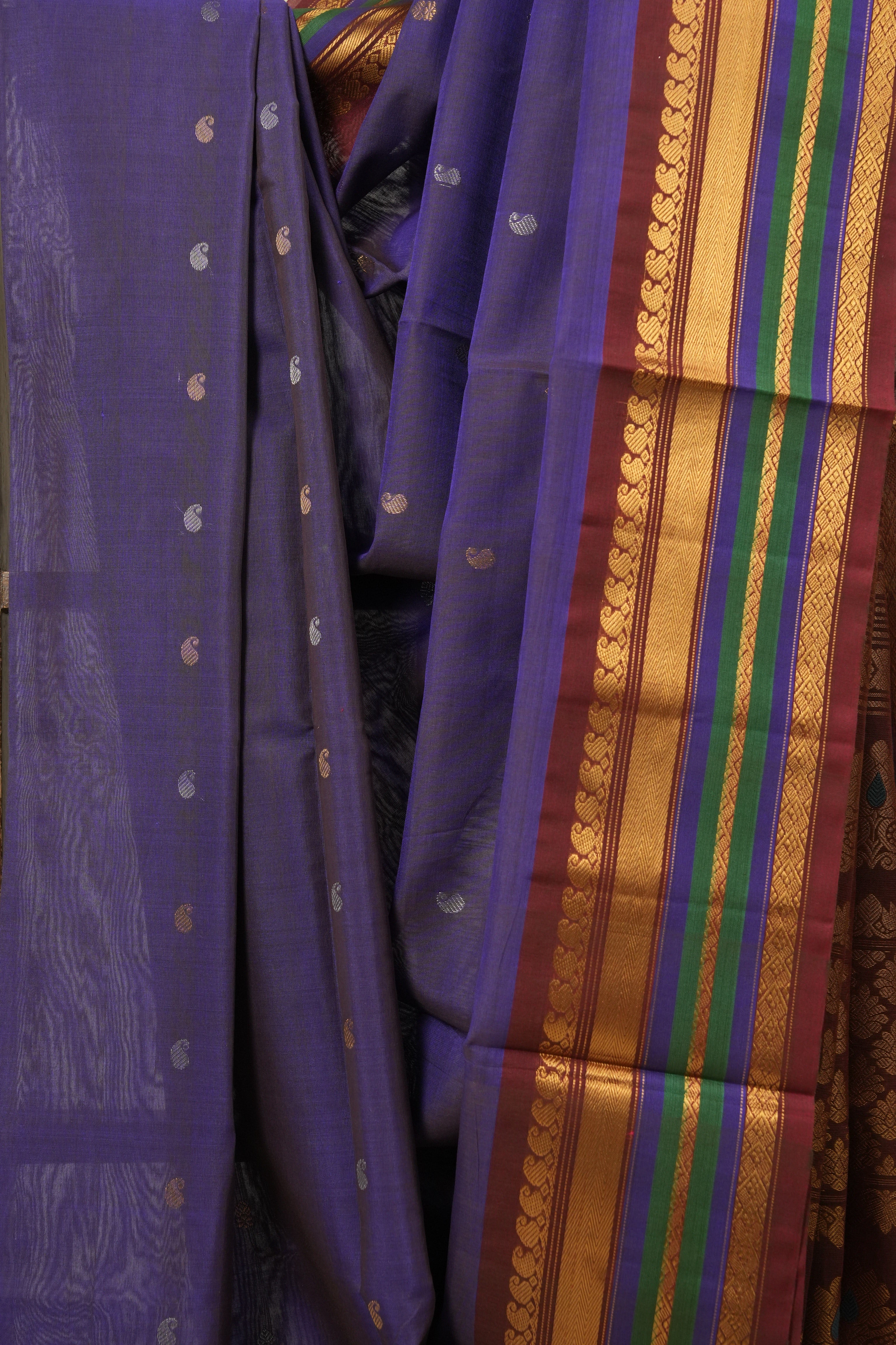 Dark Blue Gadwal Cotton Silk Saree - SRDBGCSS151