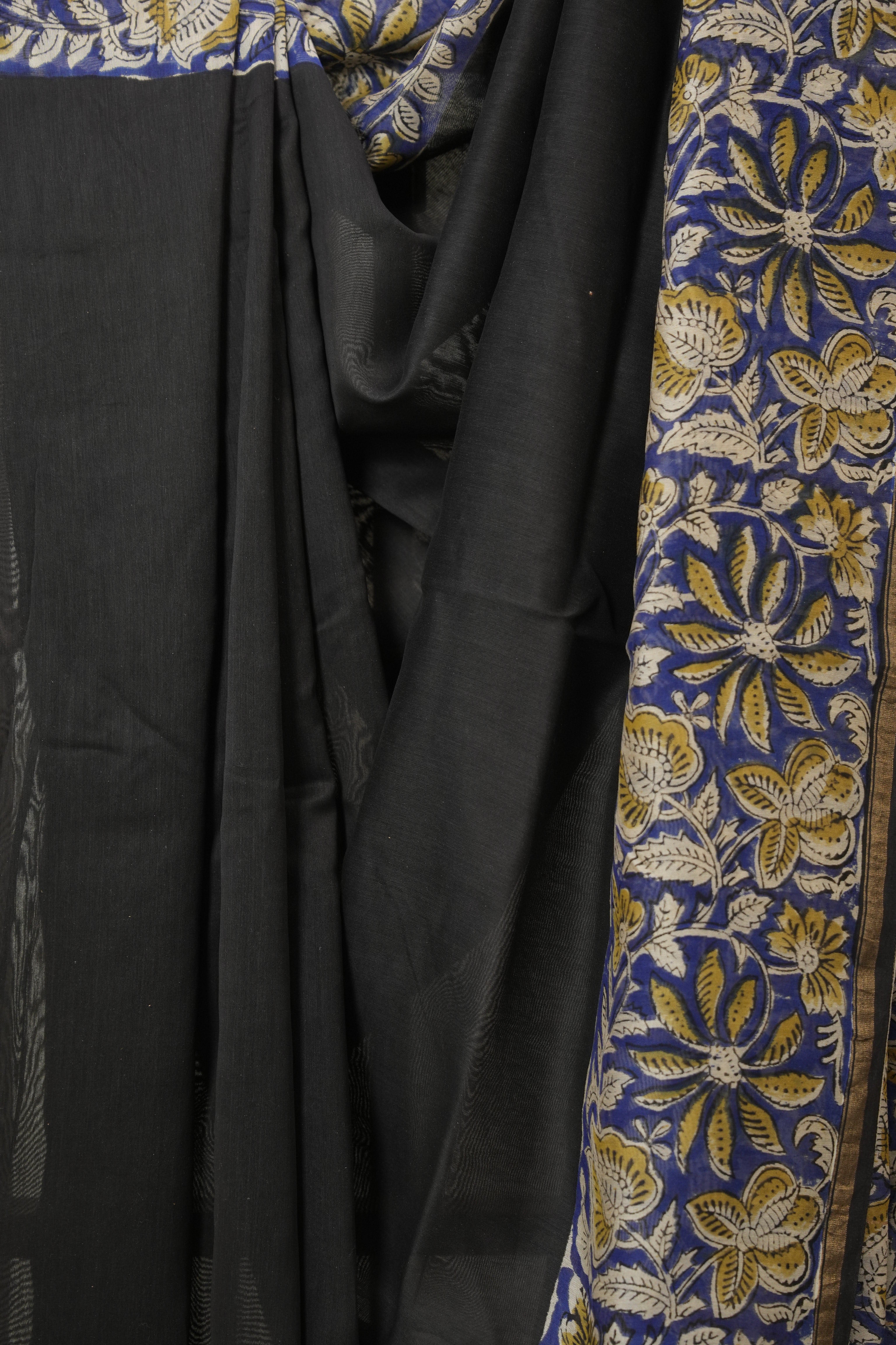 Black HBP Cotton Silk Saree With Chanderi Border - SRBCSS1537