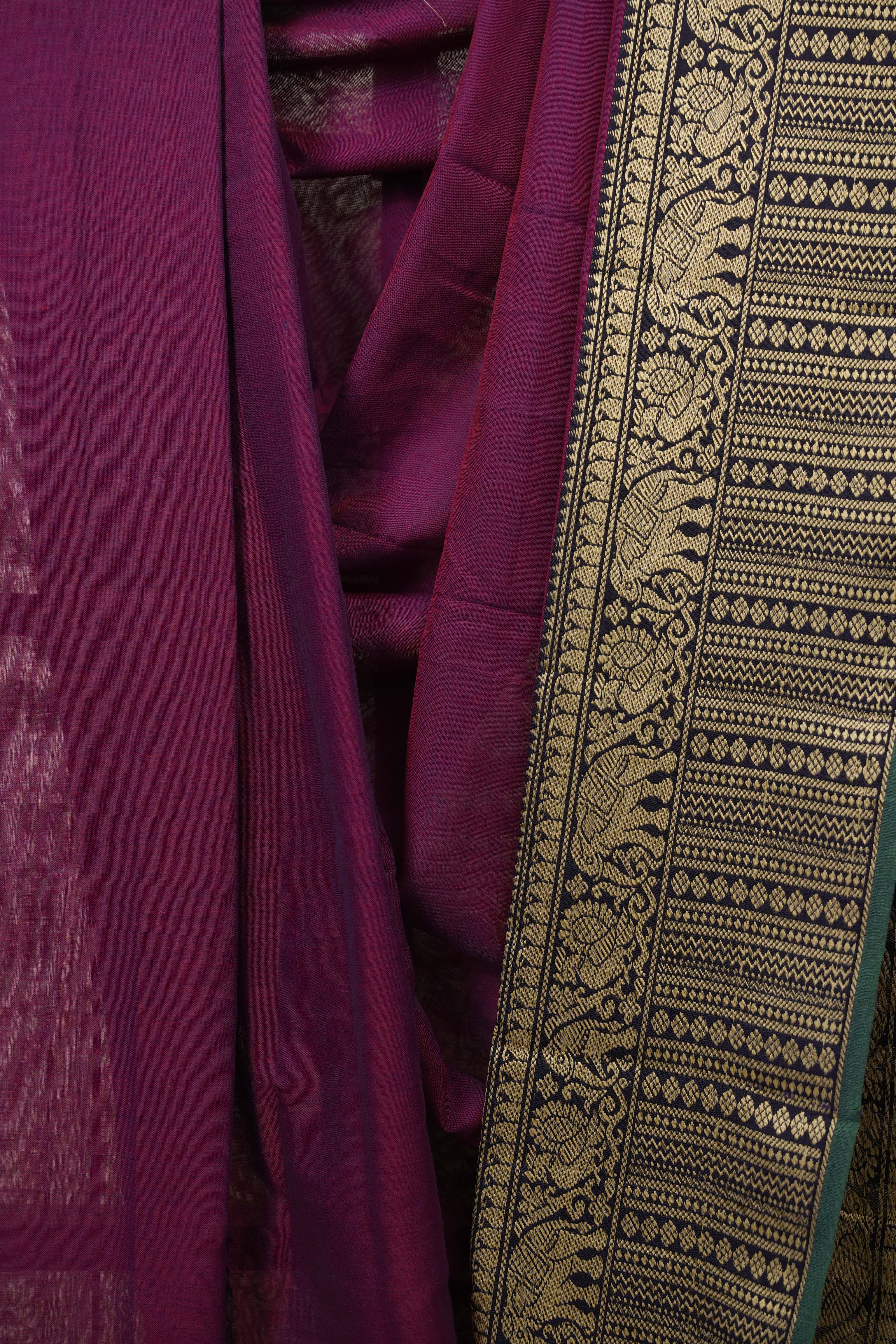 Magenta Narayan Peth Cotton Saree - SRDMNPCS89