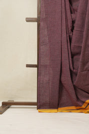 Maroon Small Checks Cotton Patteda Anchu Saree - SRMPAS256