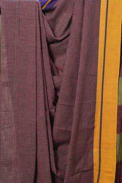 Maroon Small Checks Cotton Patteda Anchu Saree - SRMPAS256