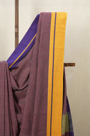 Maroon Small Checks Cotton Patteda Anchu Saree - SRMPAS256