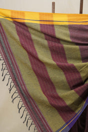 Maroon Small Checks Cotton Patteda Anchu Saree - SRMPAS256