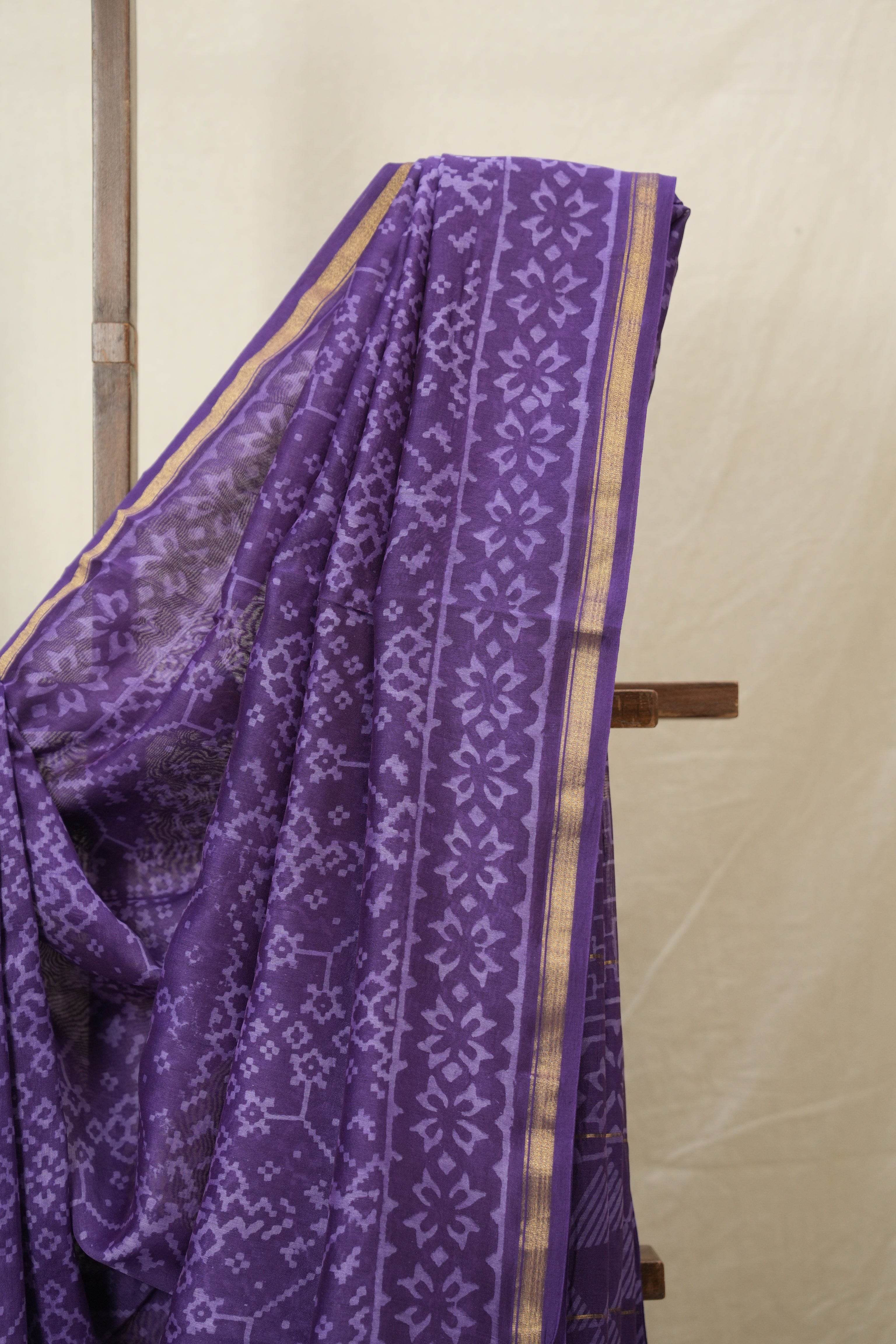 Purple HBP Cotton Silk Saree With Chanderi Border - SRPCSS1536