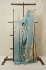 Aqua Blue Tissue Banarasi Silk Saree - SRABTBSS58