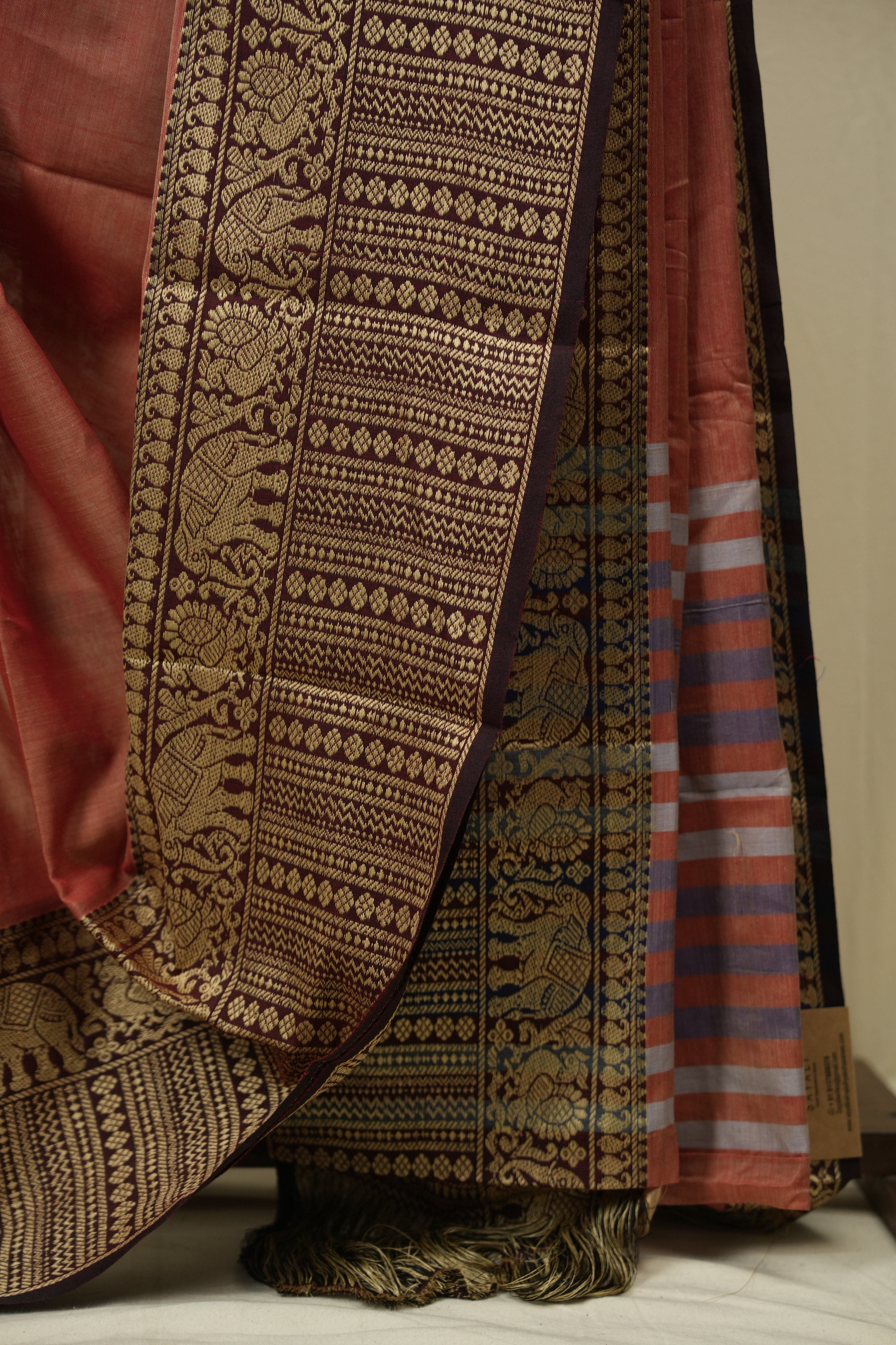 Brick Narayan Peth Cotton Saree - SRBNPCS91