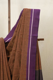 Maroon-Yellow Small Checks Cotton Patteda Anchu Saree - SRYPAS238