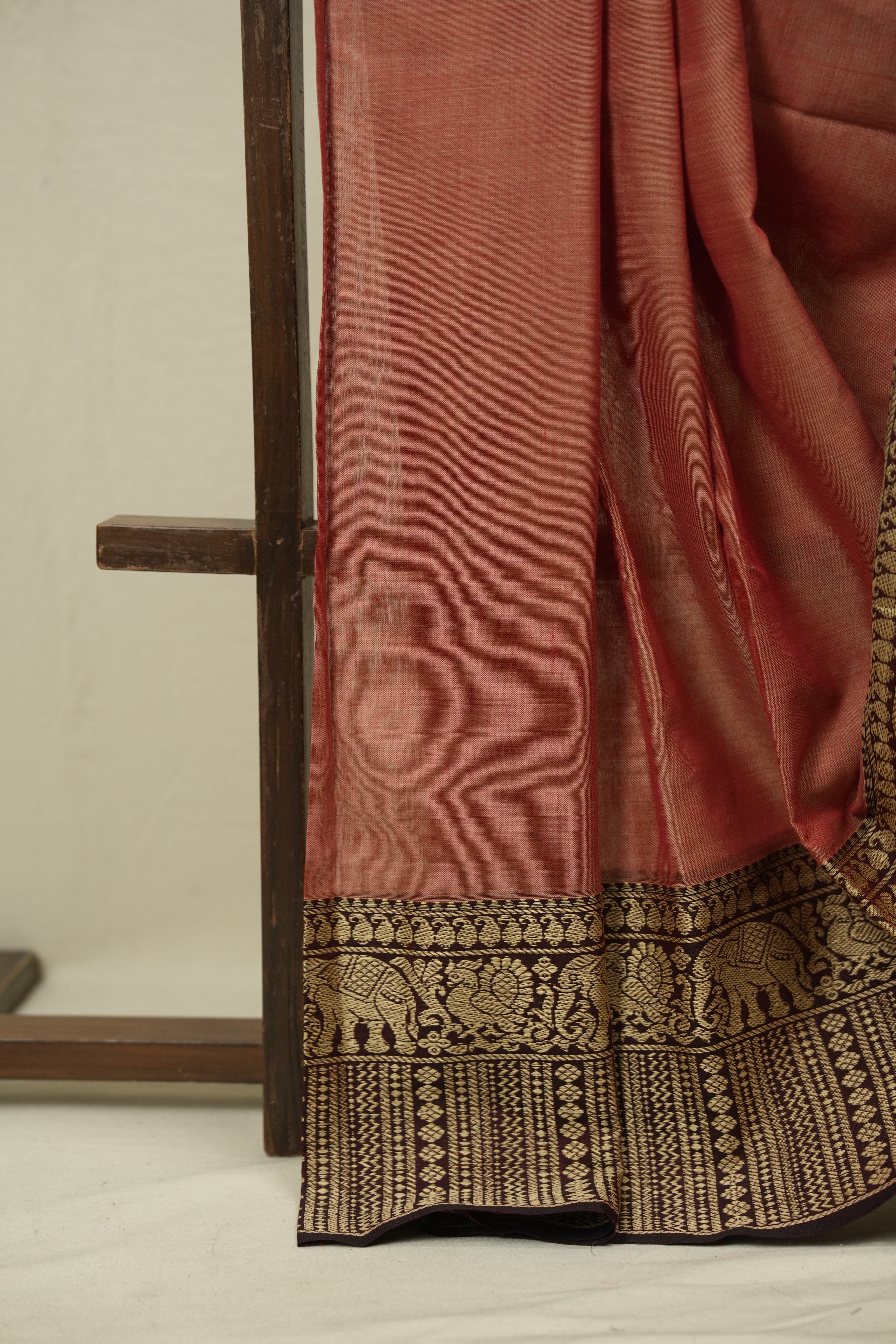 Brick Narayan Peth Cotton Saree - SRBNPCS91