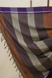 Maroon-Yellow Small Checks Cotton Patteda Anchu Saree - SRYPAS238