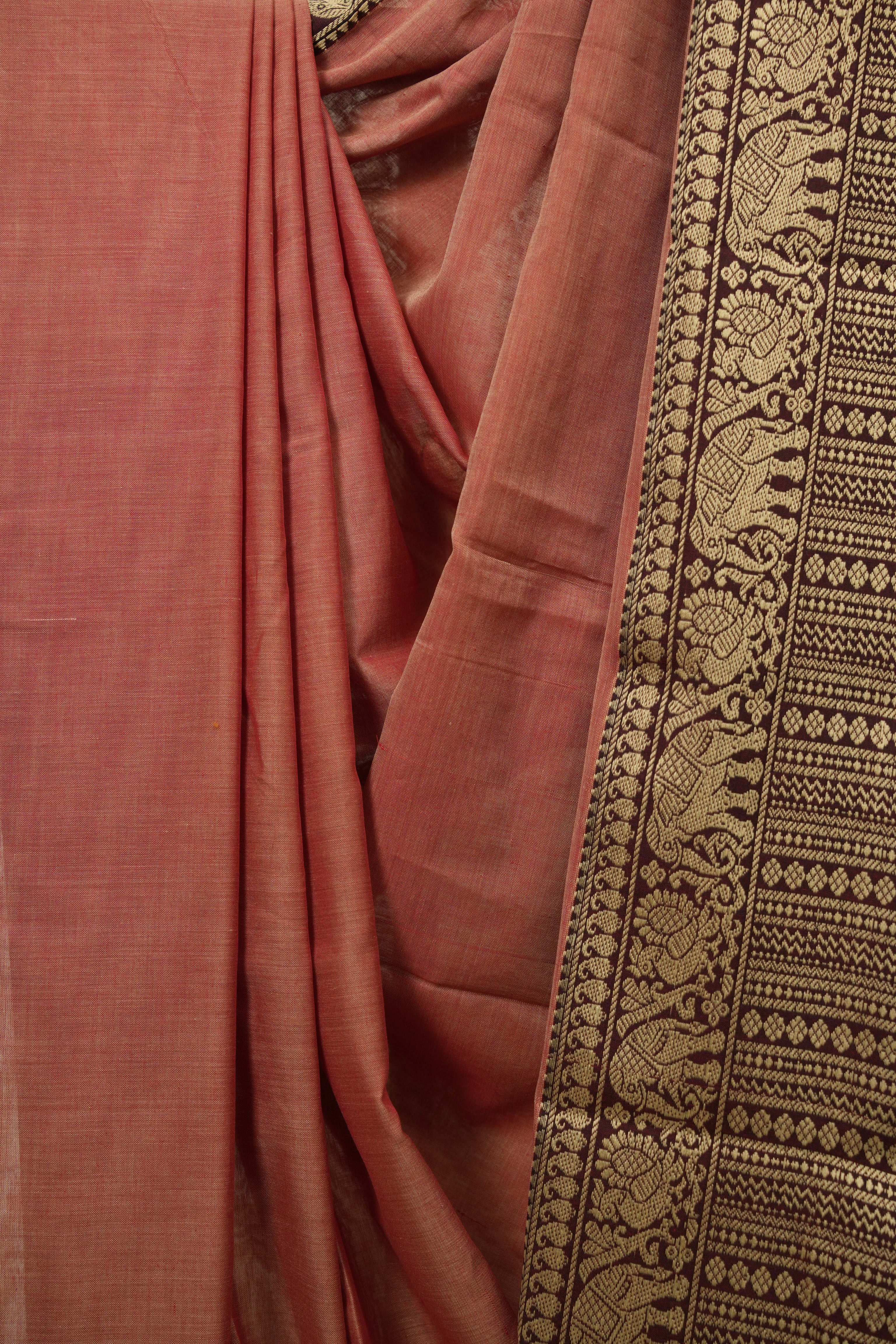 Brick Narayan Peth Cotton Saree - SRBNPCS91