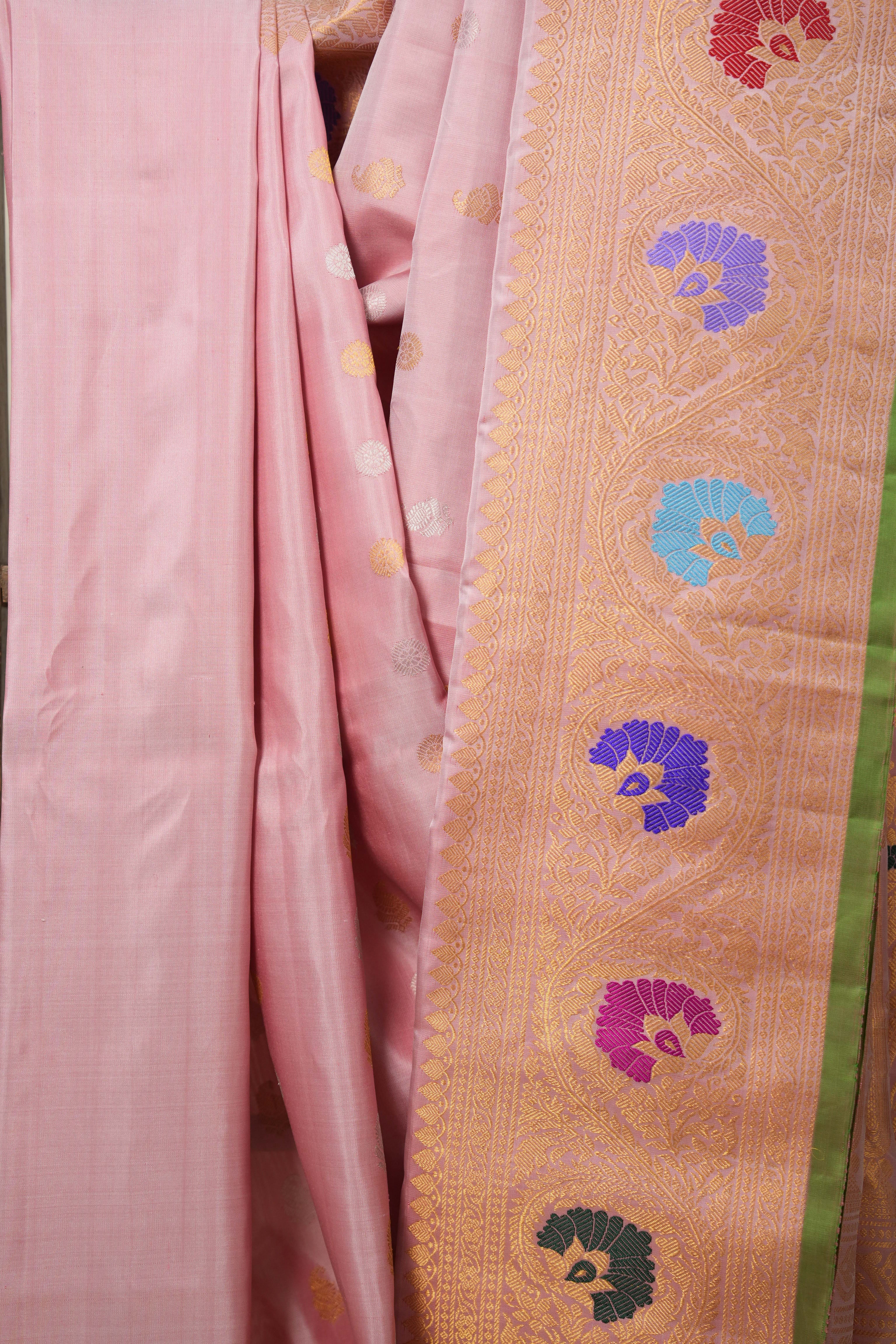 Bubblegum Pink Gadwal Silk Saree - SRBPGSS592