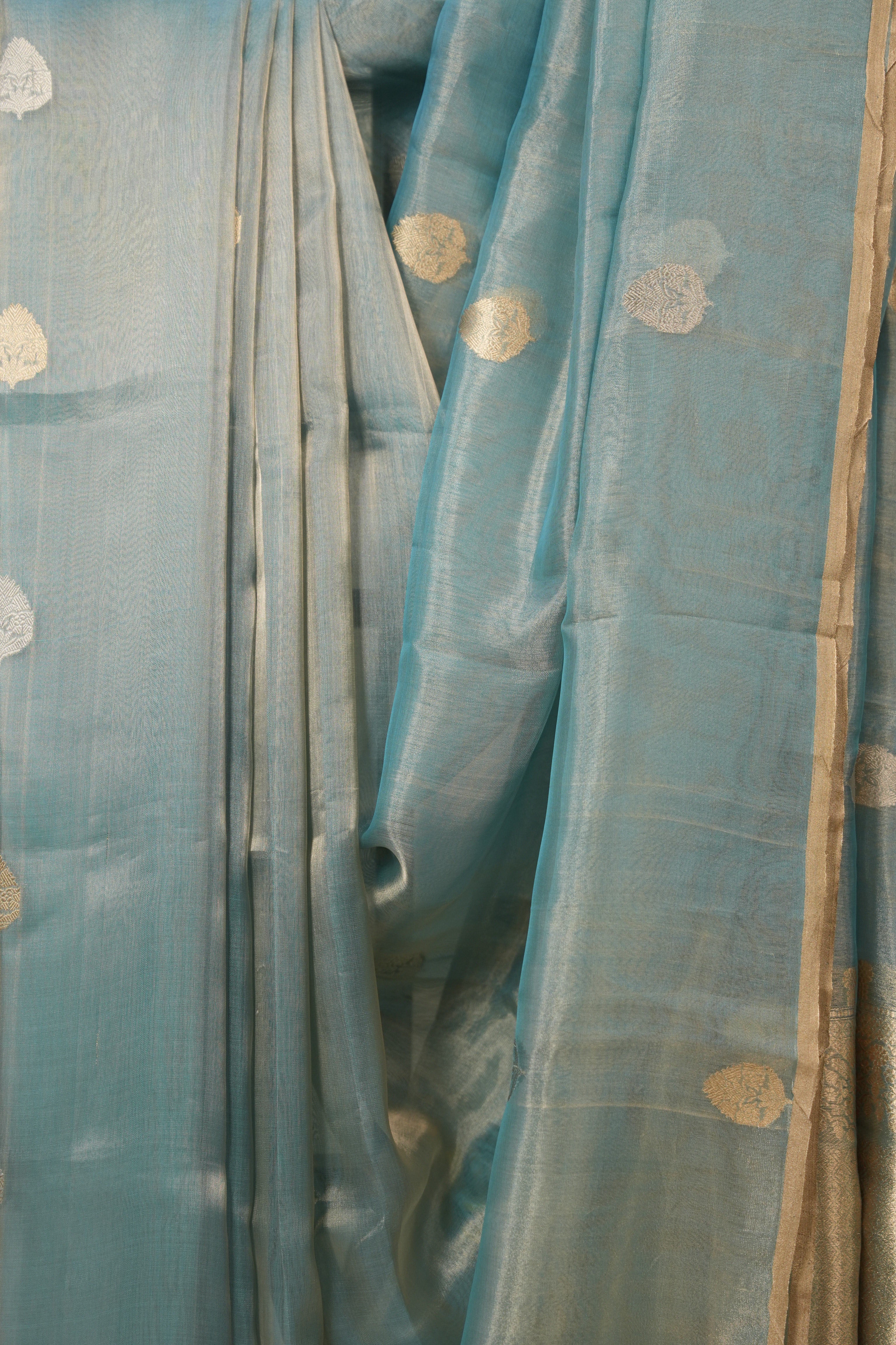 Aqua Blue Tissue Banarasi Silk Saree - SRABTBSS58