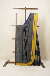 Black Small Checks Cotton Patteda Anchu Saree - SRBPAS224