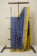 Blue HBP Cotton Silk Saree With Maheshwari Border - SRBCSS1559
